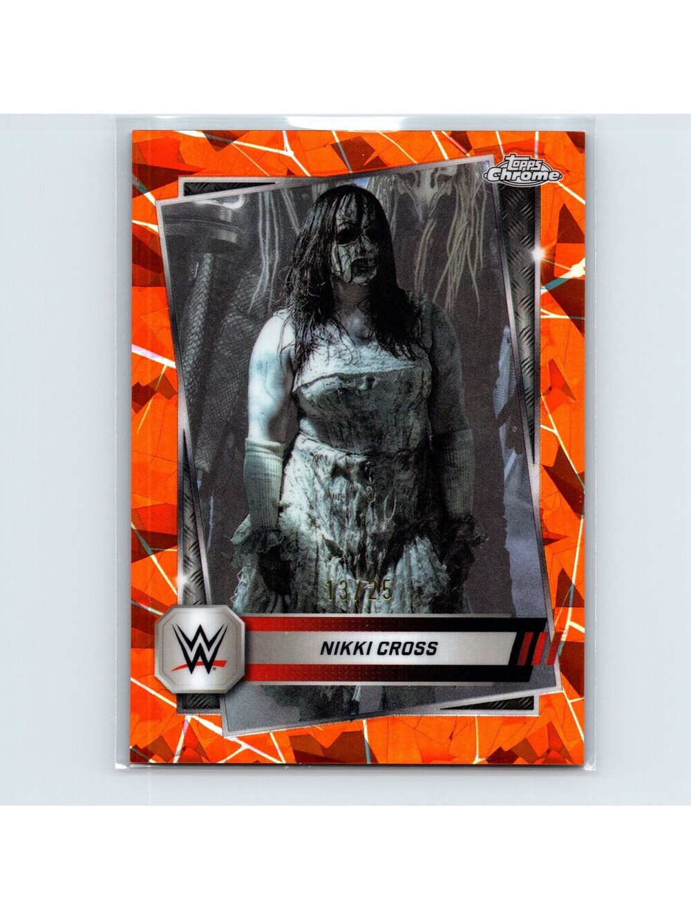 2025 Topps Chrome WWE Sapphire Nikki Cross #75 Orange Refractor #/25 Raw